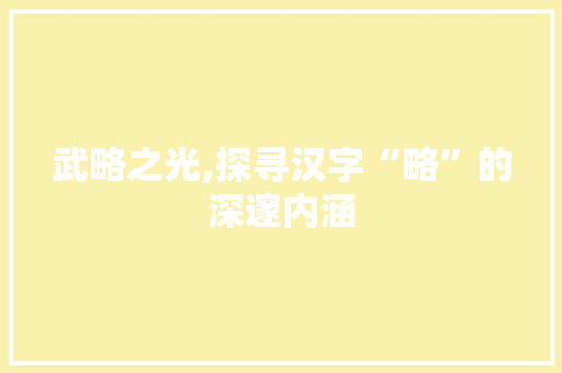 武略之光,探寻汉字“略”的深邃内涵 诗词佳句
