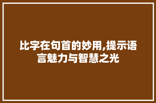 比字在句首的妙用,提示语言魅力与智慧之光 英语单词
