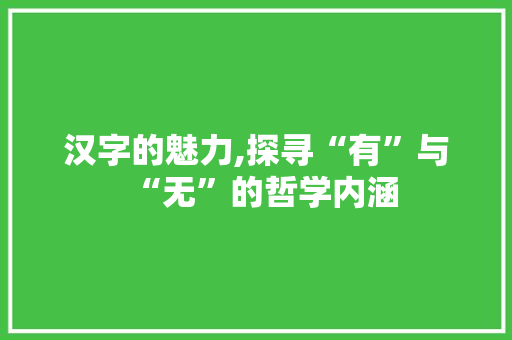 汉字的魅力,探寻“有”与“无”的哲学内涵