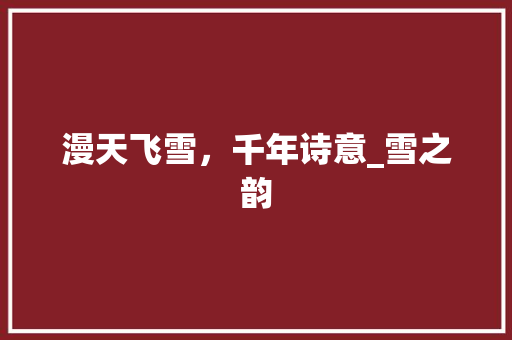 漫天飞雪，千年诗意_雪之韵