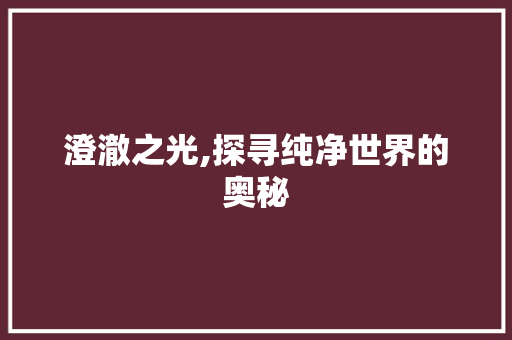 澄澈之光,探寻纯净世界的奥秘 英语单词