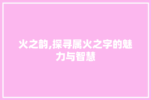 火之韵,探寻属火之字的魅力与智慧