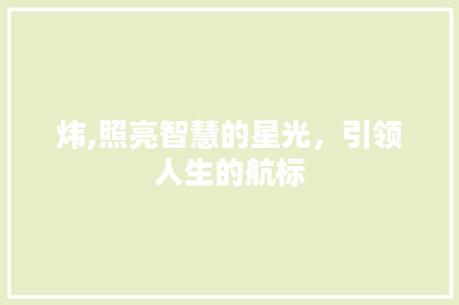 炜,照亮智慧的星光，引领人生的航标