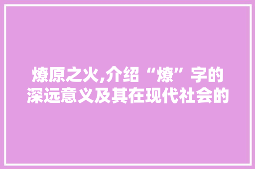 燎原之火,介绍“燎”字的深远意义及其在现代社会的应用
