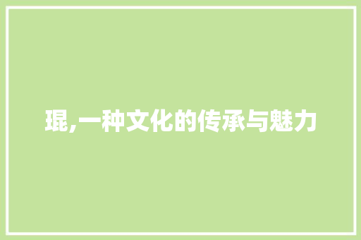 琨,一种文化的传承与魅力