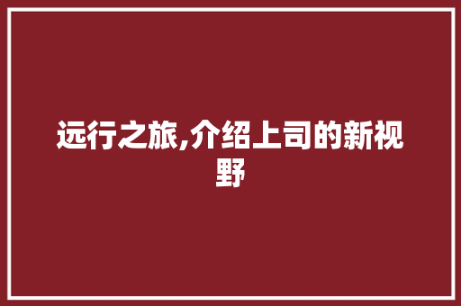 远行之旅,介绍上司的新视野