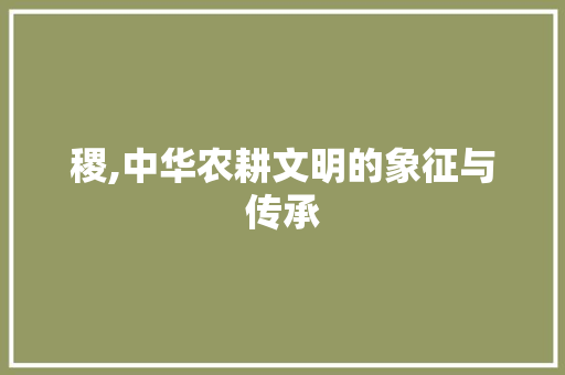稷,中华农耕文明的象征与传承