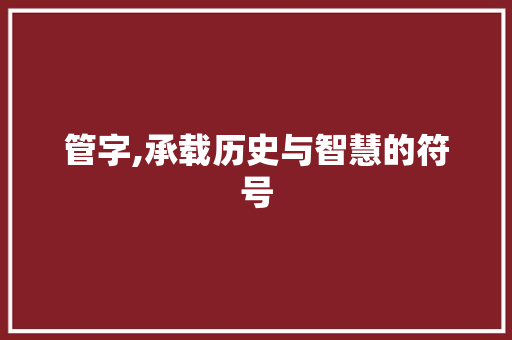 管字,承载历史与智慧的符号