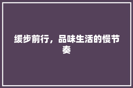 缓步前行，品味生活的慢节奏