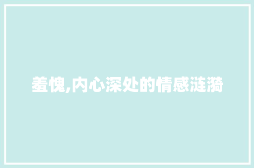 羞愧,内心深处的情感涟漪