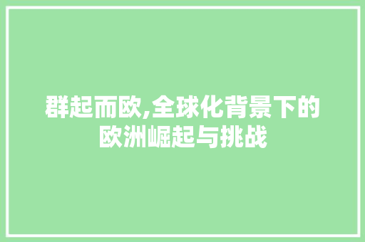 群起而欧,全球化背景下的欧洲崛起与挑战