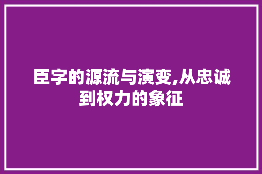 臣字的源流与演变,从忠诚到权力的象征