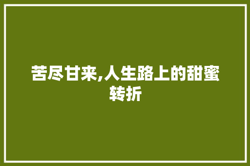 苦尽甘来,人生路上的甜蜜转折