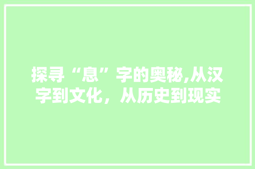 探寻“息”字的奥秘,从汉字到文化，从历史到现实