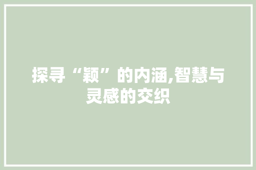 探寻“颖”的内涵,智慧与灵感的交织