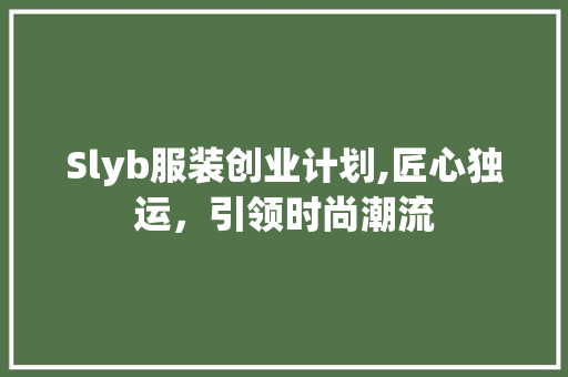 Slyb服装创业计划,匠心独运，引领时尚潮流