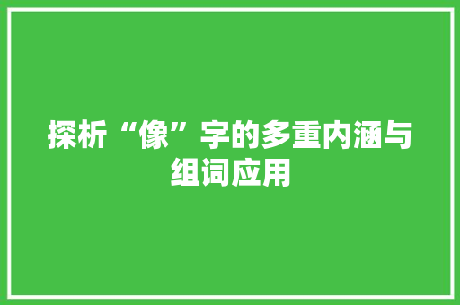 探析“像”字的多重内涵与组词应用