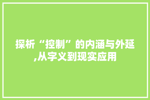 探析“控制”的内涵与外延,从字义到现实应用