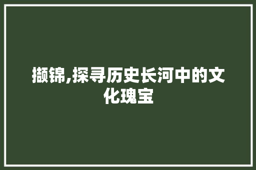撷锦,探寻历史长河中的文化瑰宝