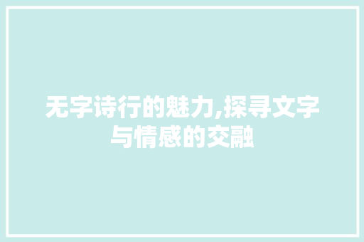 无字诗行的魅力,探寻文字与情感的交融 诗词佳句