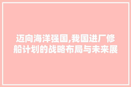 迈向海洋强国,我国进厂修船计划的战略布局与未来展望