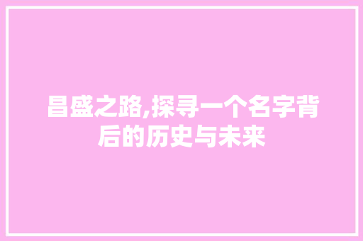 昌盛之路,探寻一个名字背后的历史与未来 反义词汇
