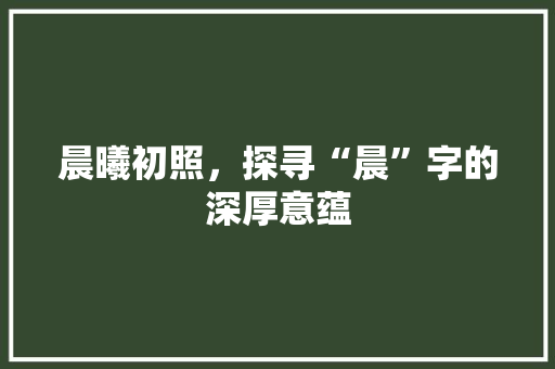 晨曦初照，探寻“晨”字的深厚意蕴