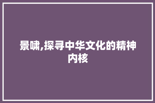 景啸,探寻中华文化的精神内核