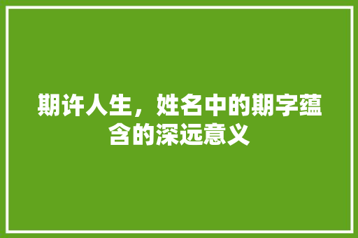 期许人生，姓名中的期字蕴含的深远意义