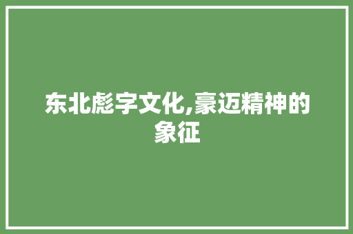 东北彪字文化,豪迈精神的象征