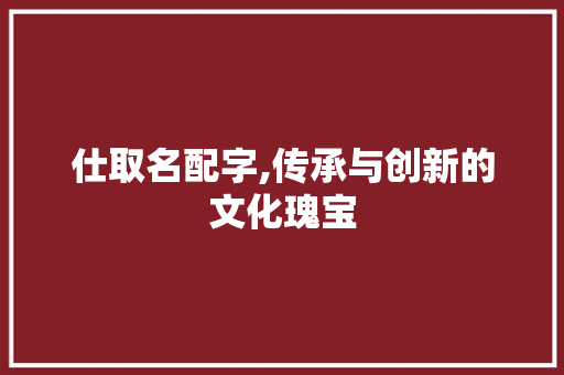 仕取名配字,传承与创新的文化瑰宝