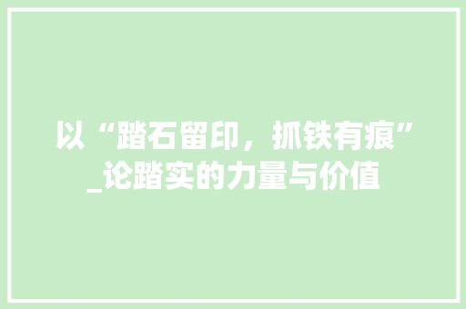 以“踏石留印，抓铁有痕”_论踏实的力量与价值
