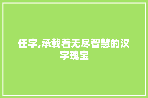 任字,承载着无尽智慧的汉字瑰宝