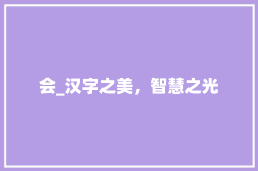 会_汉字之美，智慧之光