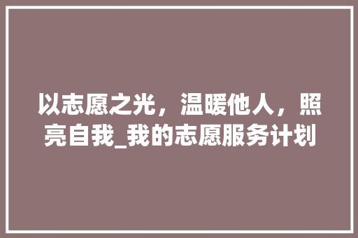 以志愿之光，温暖他人，照亮自我_我的志愿服务计划书