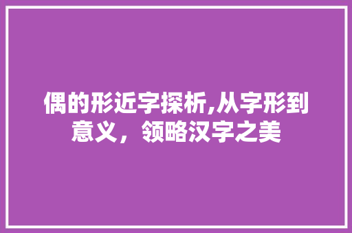 偶的形近字探析,从字形到意义，领略汉字之美