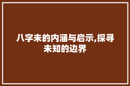 八字未的内涵与启示,探寻未知的边界