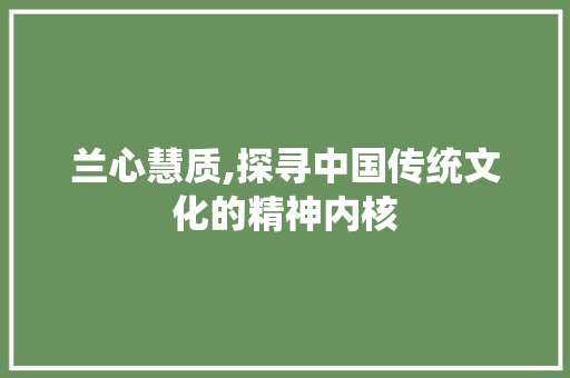 兰心慧质,探寻中国传统文化的精神内核