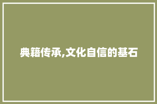 典籍传承,文化自信的基石