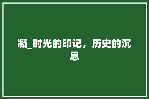 凝_时光的印记，历史的沉思
