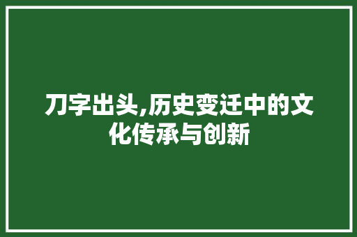 刀字出头,历史变迁中的文化传承与创新