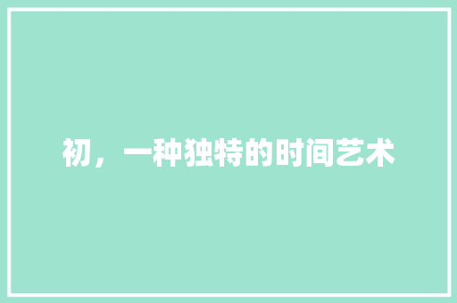 初，一种独特的时间艺术