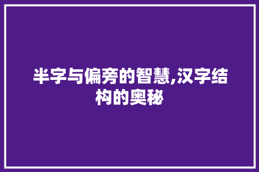 半字与偏旁的智慧,汉字结构的奥秘