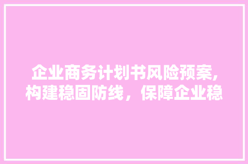 企业商务计划书风险预案,构建稳固防线，保障企业稳健前行