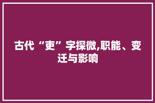 古代“吏”字探微,职能、变迁与影响