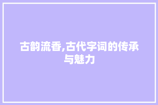 古韵流香,古代字词的传承与魅力