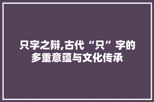 只字之辩,古代“只”字的多重意蕴与文化传承