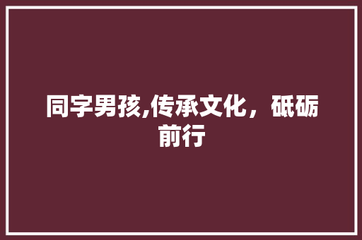 同字男孩,传承文化，砥砺前行