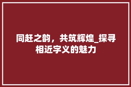 同赶之韵，共筑辉煌_探寻相近字义的魅力