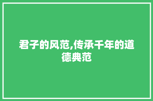 君子的风范,传承千年的道德典范